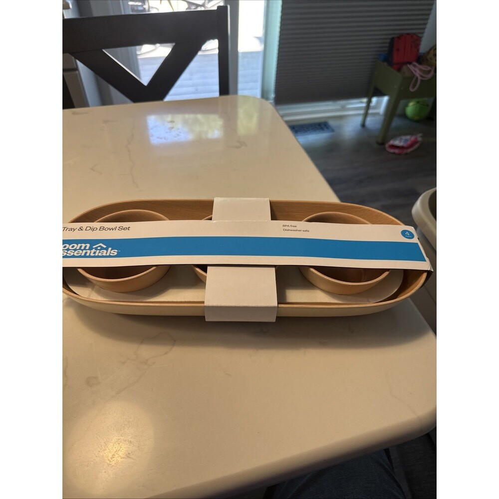 Room Essentials Tray & Dip Bowls Set Includes 3 Dip Bowls NEW BPA Free